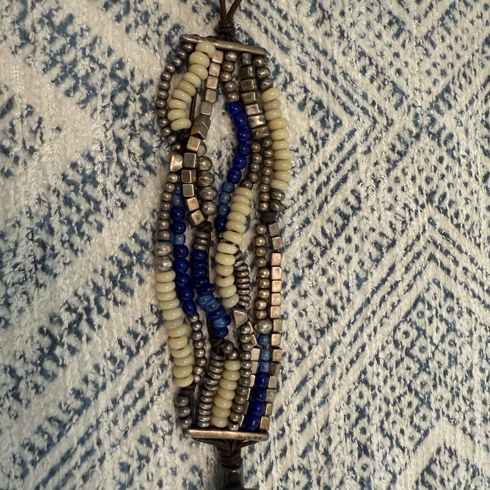 Uno de 50 Beaded bracelet with Blue and Cream Accents